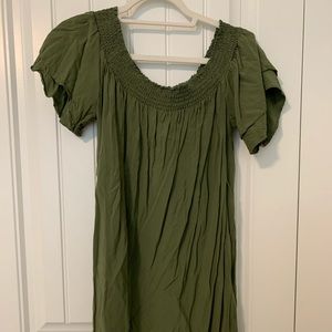 Olive Green Off the Shoulder Dress